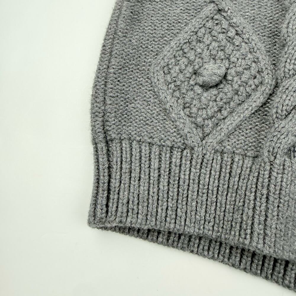 Mebie Baby Gray Chunky Knit Textured Cable Knit Sweater, 3T - Picture 2 of 5
